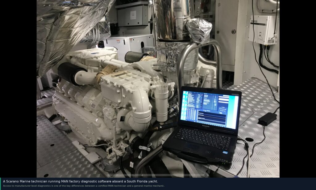 Marine diesel mechanics in Miami Scarano Marine MAN authorized dealer diagnostic software